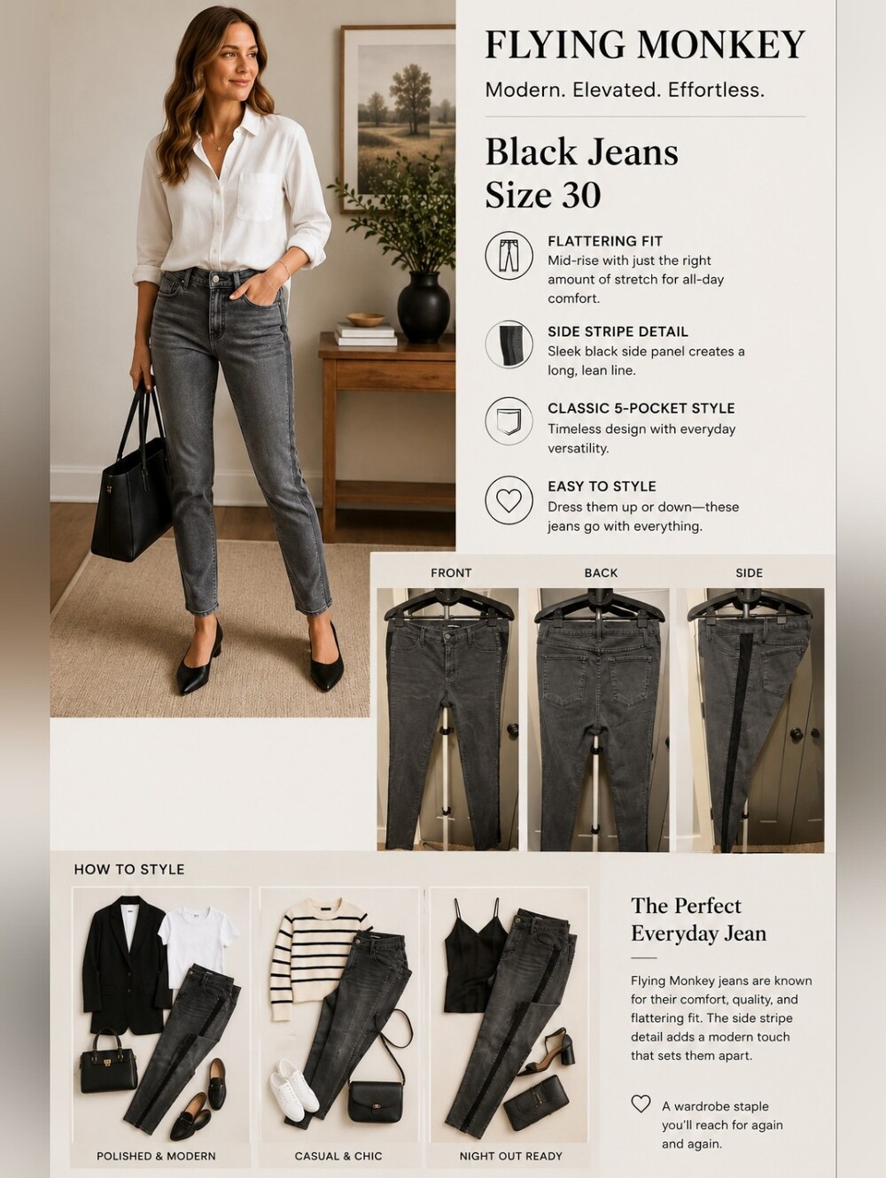 Flying Monkey Black Jeans - Size 30